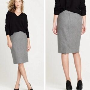 J.CREW $110 light gray Classic Lined Pencil Skirt Double Serge Wool Size 8